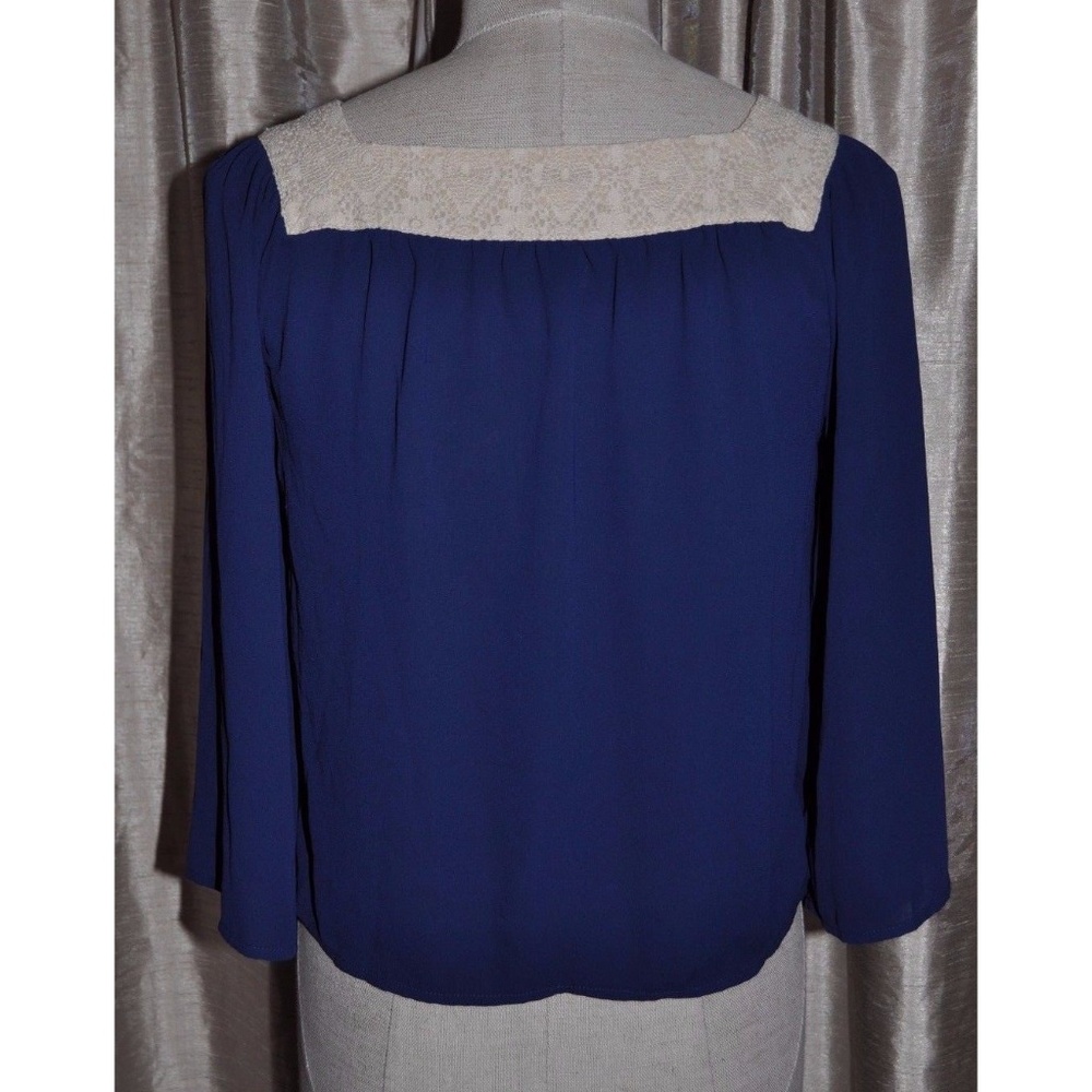 sold FLYING TOMATO Blue Folk Embroidered Swing Top - Picture 6 of 7